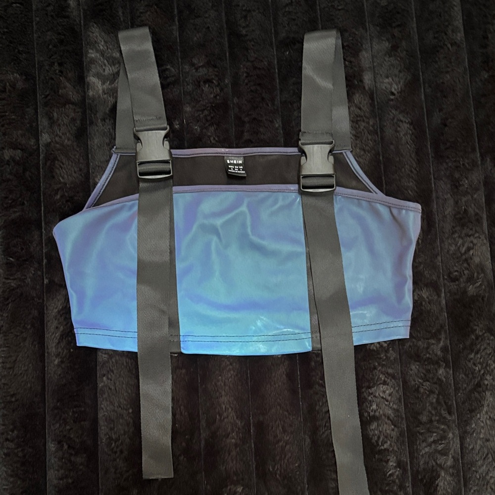 SHEIN Iridescent Black and Blue Top